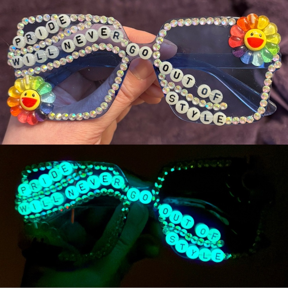 Handmade Colorful Pride Glow Sunglasses
